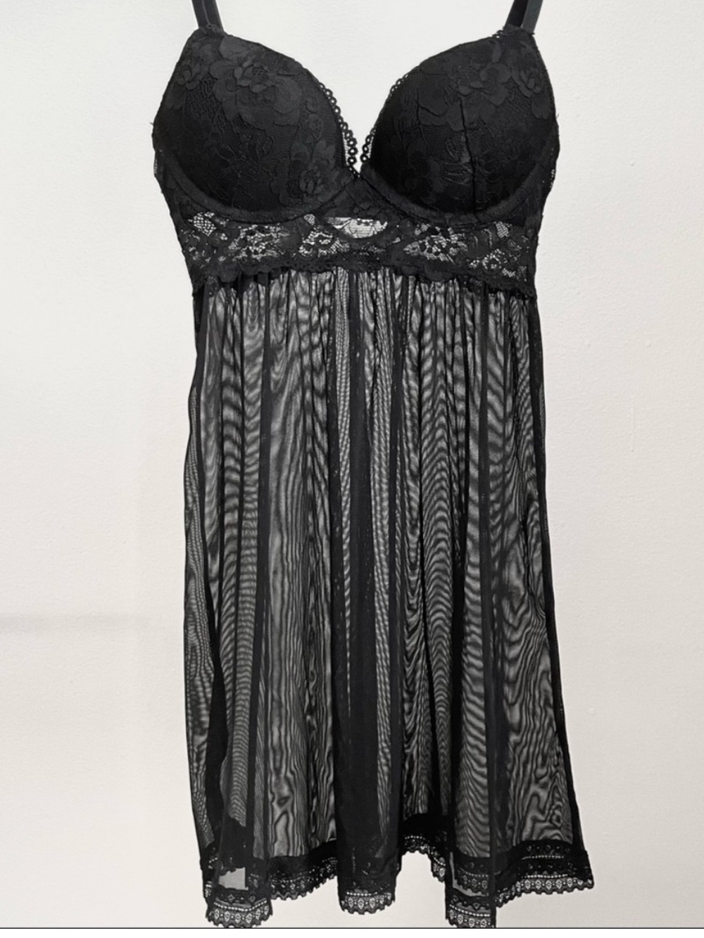 Black Lace & Mesh Babydoll Chemise